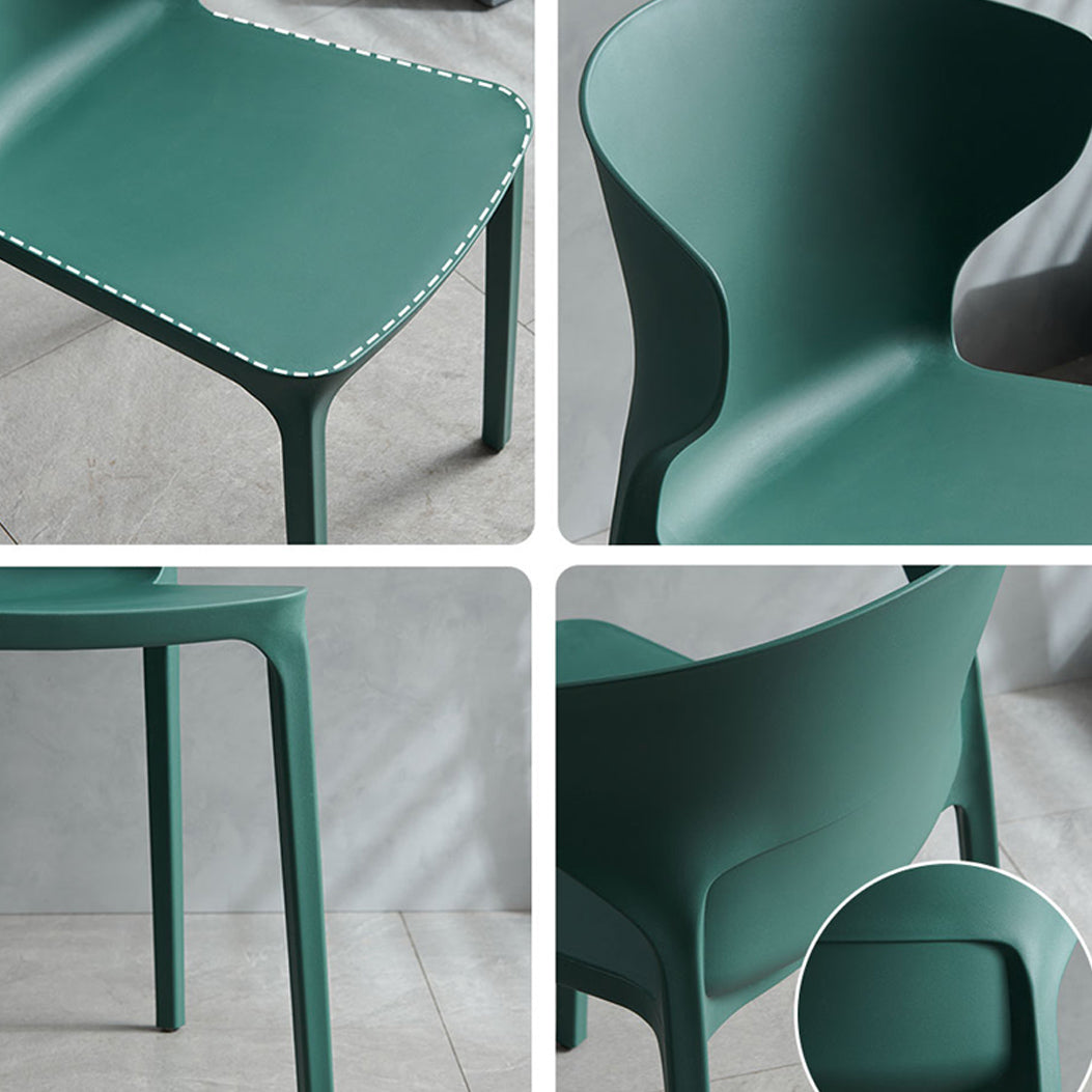 Scandinavian Style Plastic Dining Armless Chair Solid Back Side Chairs for Home Use