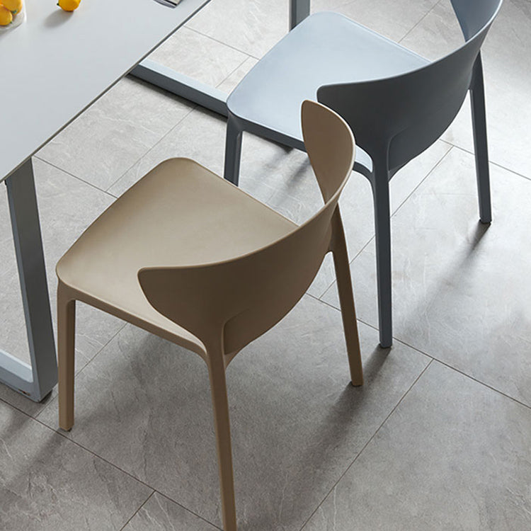 Scandinavian Style Plastic Dining Armless Chair Solid Back Side Chairs for Home Use