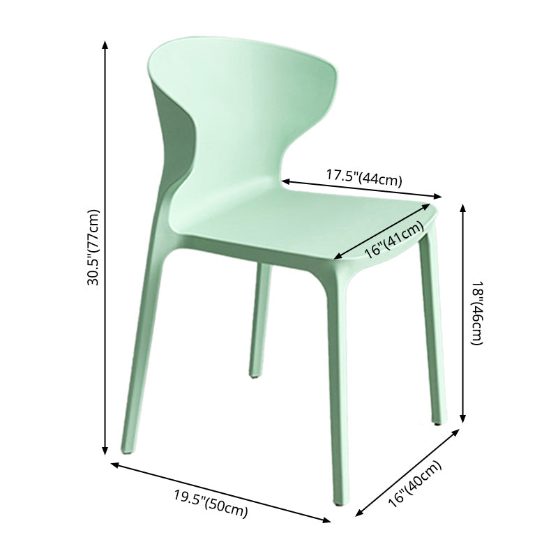 Scandinavian Style Plastic Dining Armless Chair Solid Back Side Chairs for Home Use