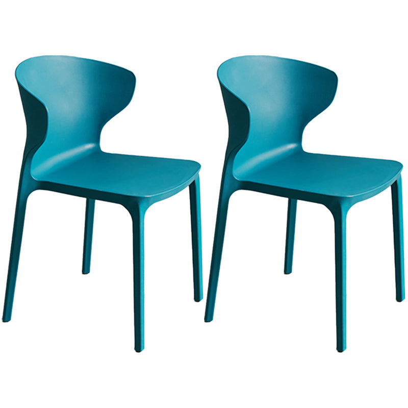Scandinavian Style Plastic Dining Armless Chair Solid Back Side Chairs for Home Use