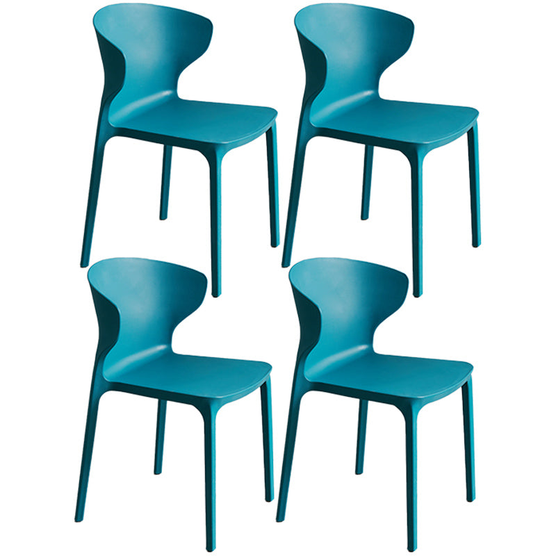 Scandinavian Style Plastic Dining Armless Chair Solid Back Side Chairs for Home Use