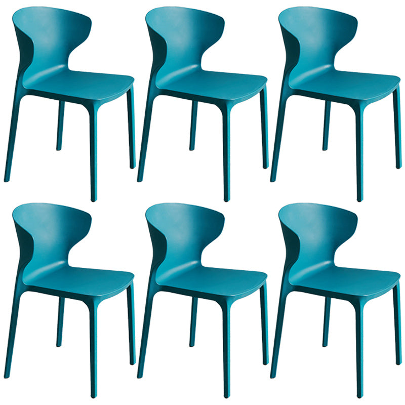 Scandinavian Style Plastic Dining Armless Chair Solid Back Side Chairs for Home Use