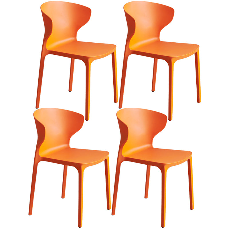 Scandinavian Style Plastic Dining Armless Chair Solid Back Side Chairs for Home Use