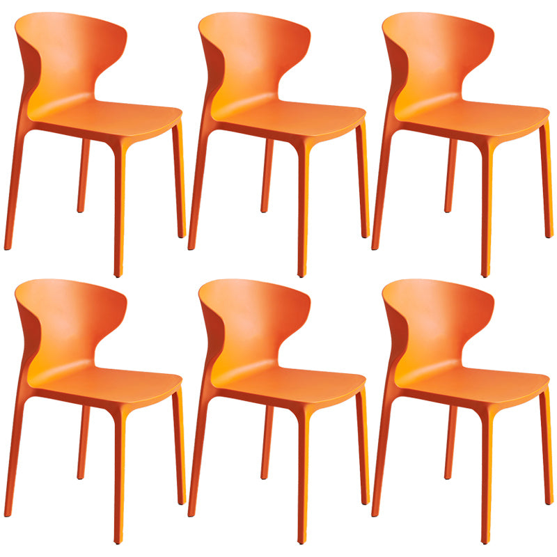 Scandinavian Style Plastic Dining Armless Chair Solid Back Side Chairs for Home Use