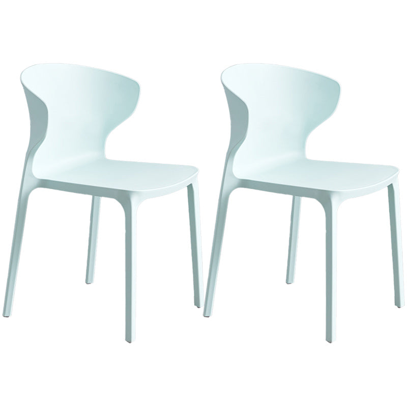 Scandinavian Style Plastic Dining Armless Chair Solid Back Side Chairs for Home Use
