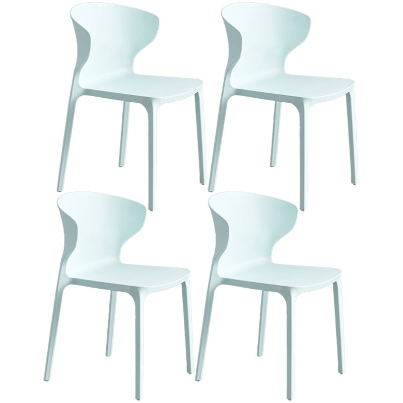 Scandinavian Style Plastic Dining Armless Chair Solid Back Side Chairs for Home Use