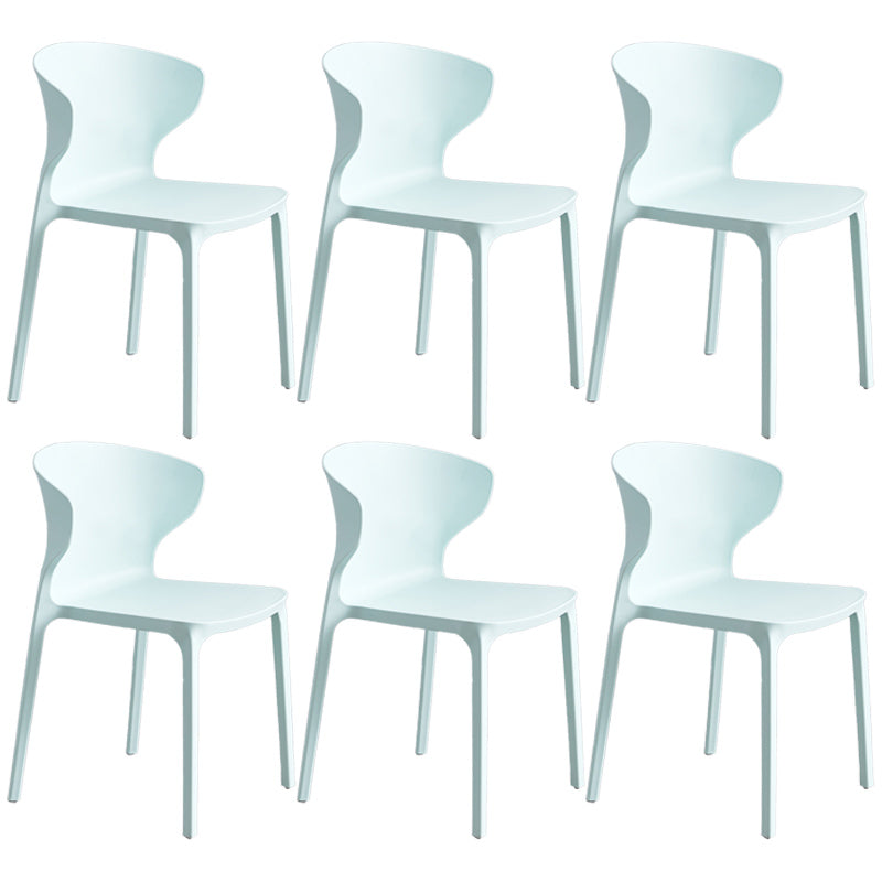 Scandinavian Style Plastic Dining Armless Chair Solid Back Side Chairs for Home Use