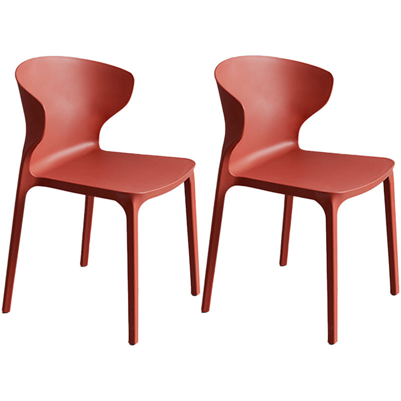 Scandinavian Style Plastic Dining Armless Chair Solid Back Side Chairs for Home Use