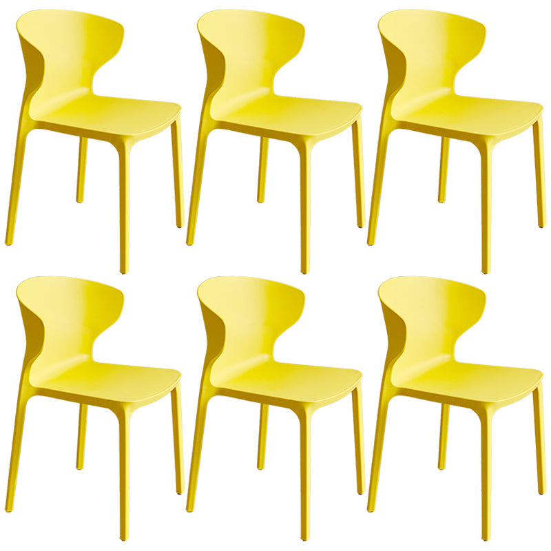Scandinavian Style Plastic Dining Armless Chair Solid Back Side Chairs for Home Use