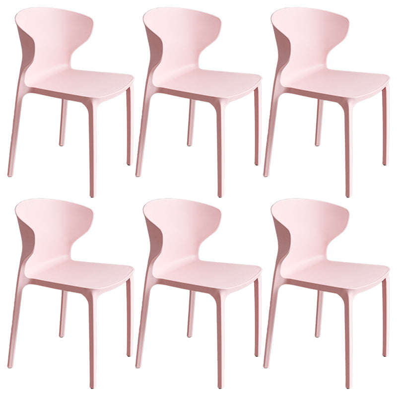 Scandinavian Style Plastic Dining Armless Chair Solid Back Side Chairs for Home Use