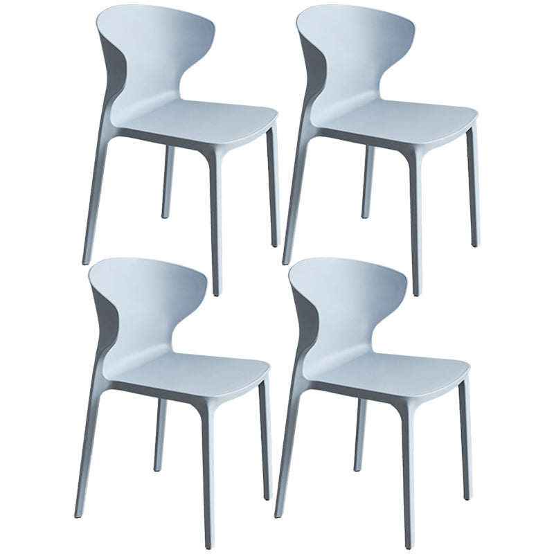 Scandinavian Style Plastic Dining Armless Chair Solid Back Side Chairs for Home Use