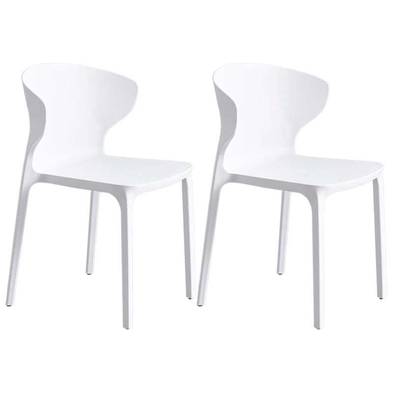 Scandinavian Style Plastic Dining Armless Chair Solid Back Side Chairs for Home Use