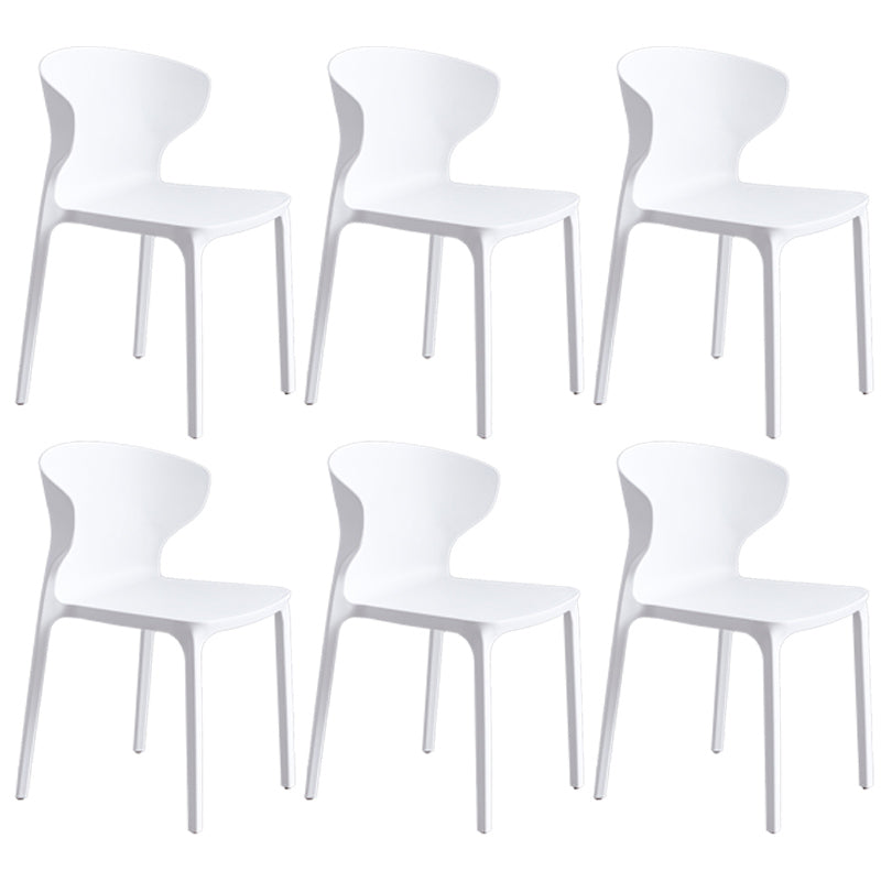 Scandinavian Style Plastic Dining Armless Chair Solid Back Side Chairs for Home Use