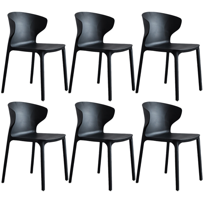 Scandinavian Style Plastic Dining Armless Chair Solid Back Side Chairs for Home Use