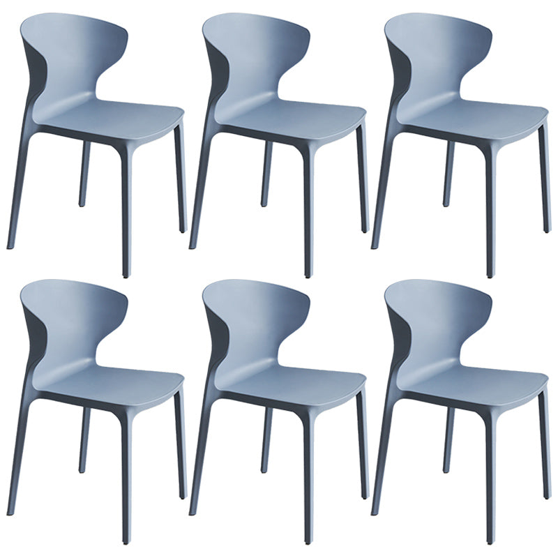 Scandinavian Style Plastic Dining Armless Chair Solid Back Side Chairs for Home Use
