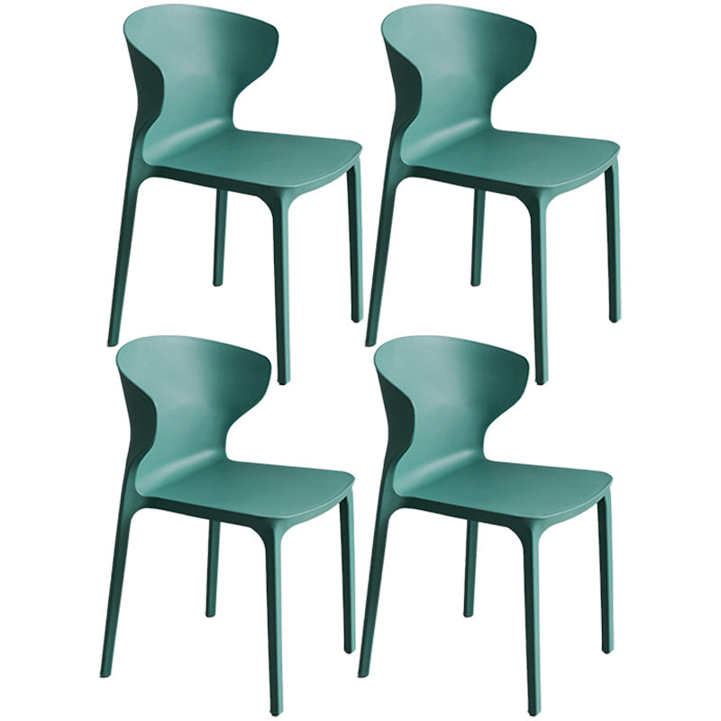 Scandinavian Style Plastic Dining Armless Chair Solid Back Side Chairs for Home Use