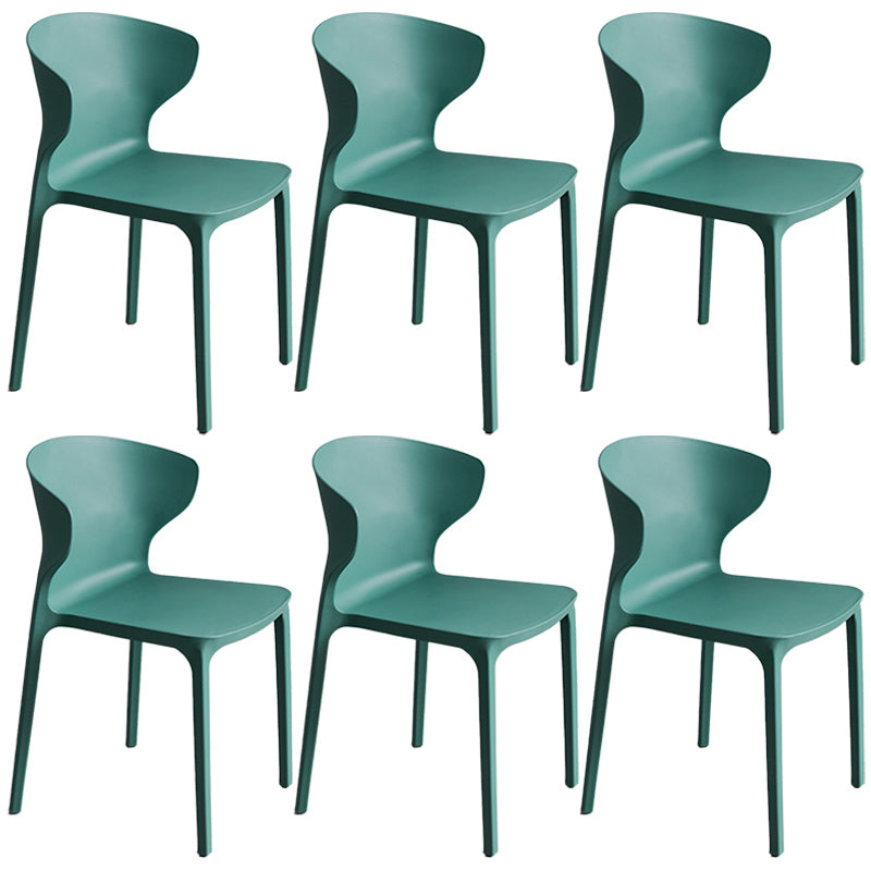Scandinavian Style Plastic Dining Armless Chair Solid Back Side Chairs for Home Use