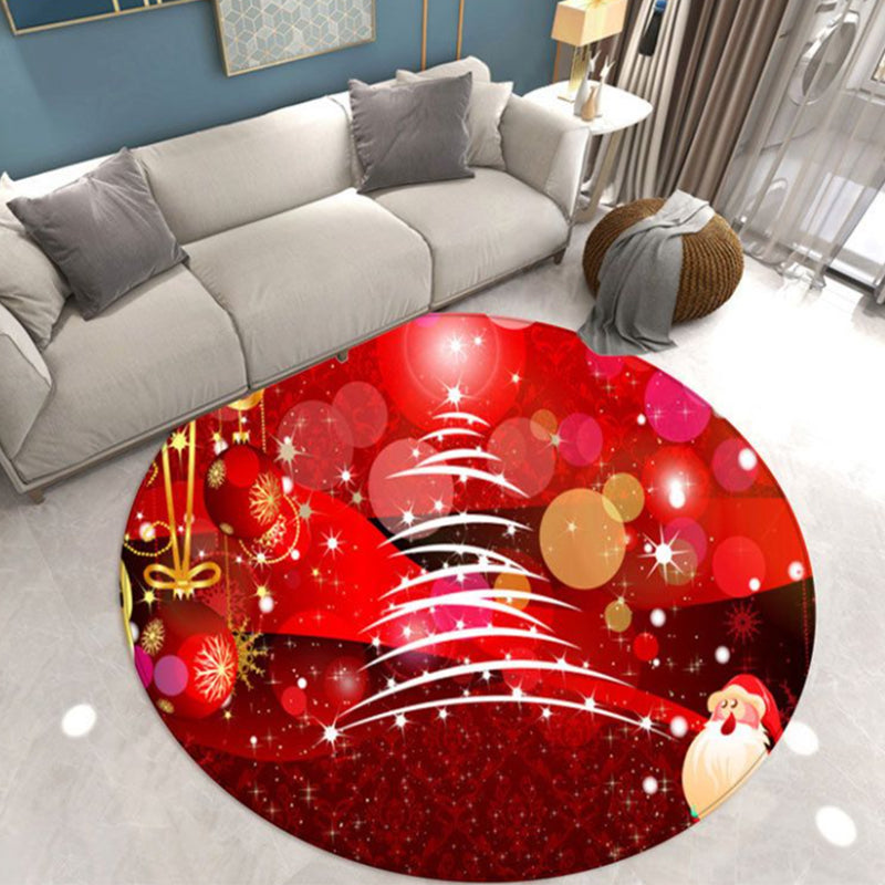Red Minimalist Carpet Polyester Candle Carpet Washable Carpet for Living Room