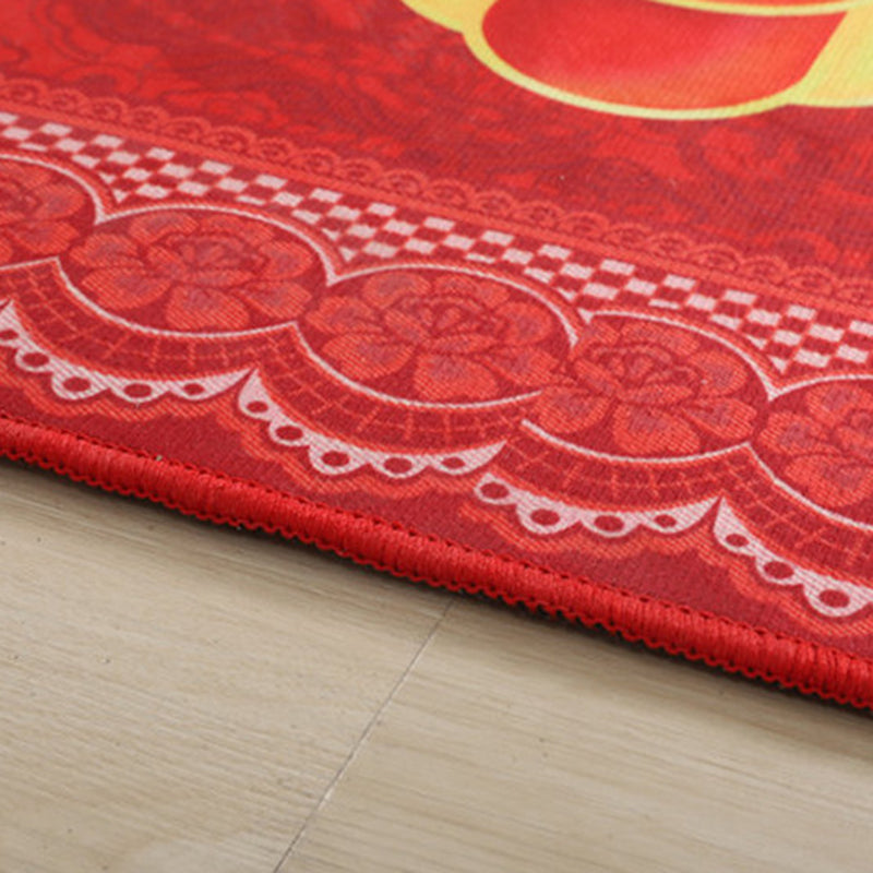 Purple Modern Rug Polyester Castle Rug Non-Slip Backing Rug for Living Room