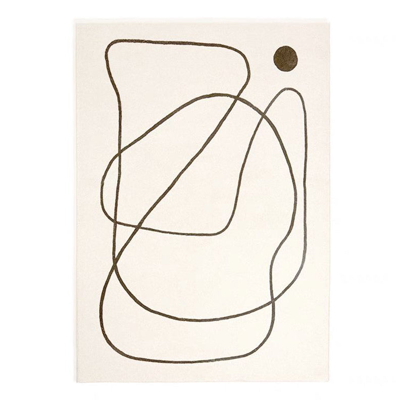 White Modern Area Carpet Line Pattern Polyester Area Rug Easy Care Washable Rug for Living Room