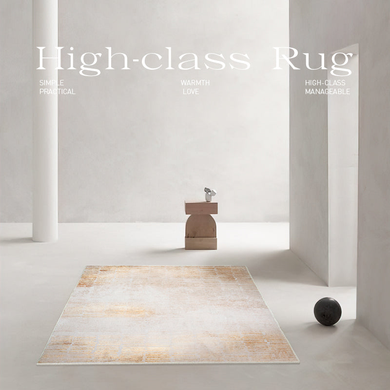 White Modern Area Carpet Stripe Pattern Polyester Area Rug Non-Slip Backing Rug for Home Decor