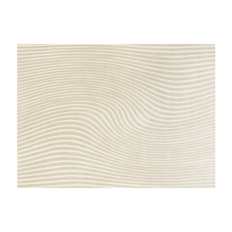 Beige Stripe Pattern Area Carpet Modern Polyester Area Rug Anti-Slip Washable Rug for Bedroom