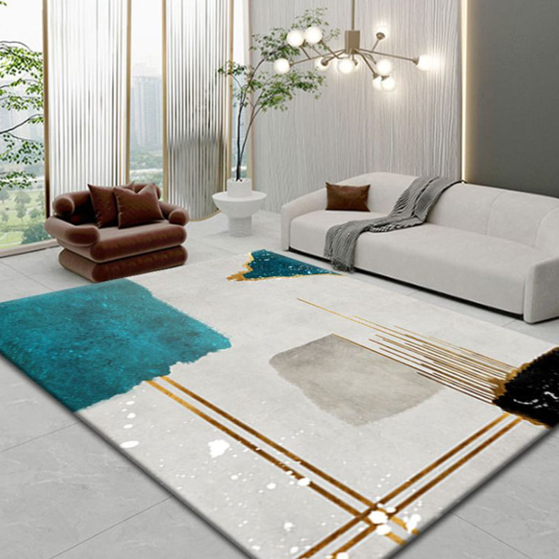 Gold Contemporary Rug Polyester Color Piece Rug Washable Rug for Home Decoration