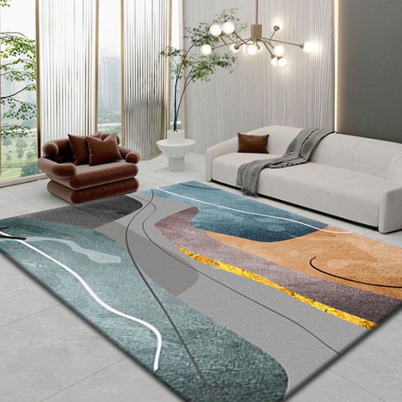 Gold Contemporary Rug Polyester Color Piece Rug Washable Rug for Home Decoration
