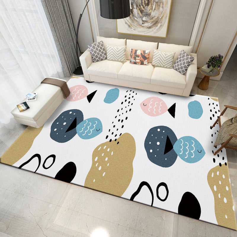 Pink Nordic Rug Polyester Color Block Rug Non-Slip Backing Rug for Home Decoration