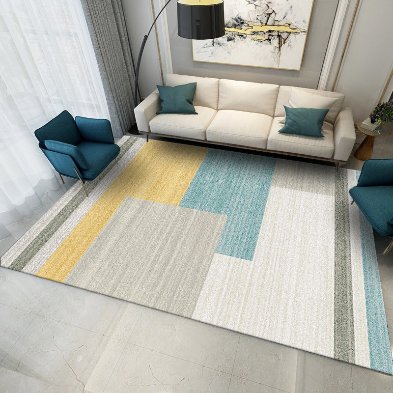 Pink Nordic Rug Polyester Color Block Rug Non-Slip Backing Rug for Home Decoration