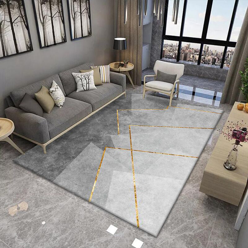 Minimalist Polyster Carpet Funky Geometric Pattern Rug Living Room Carpet with Non-Slip Backing