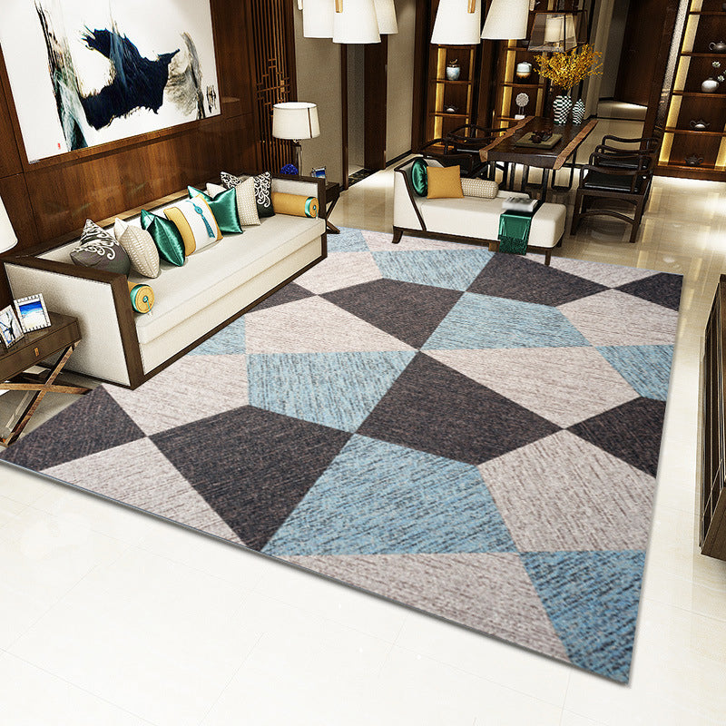 Funky Geometric Carpet Washable Rug Living Room Polyster Carpet with Non-Slip Backing