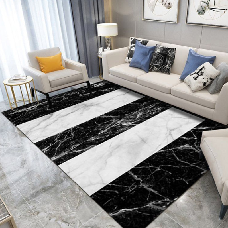 Black Modern Carpet Polyester Hexagonal Carpet Non-Slip Backing Carpet for Home Decor