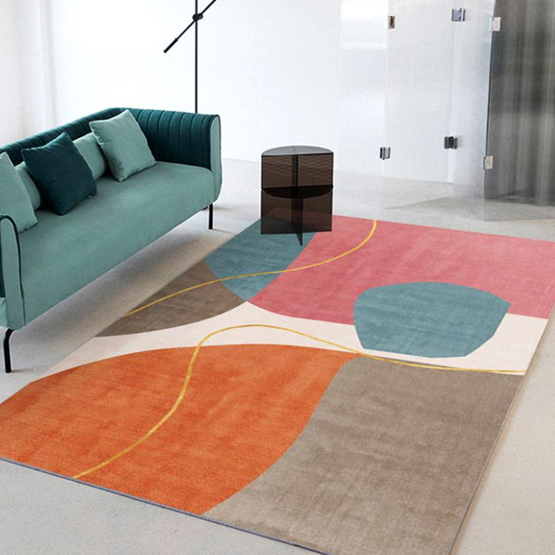 Orange Modern Carpet Polyester Color Block Carpet Non-Slip Backing Carpet for Home Decoration