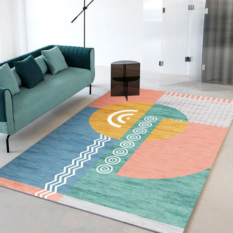 Tapis moderne Orange en Polyester, bloc de couleur, avec support antidérapant, pour la décoration de la maison