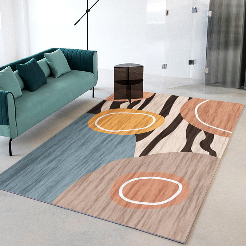 Orange Modern Carpet Polyester Color Block Carpet Non-Slip Backing Carpet for Home Decoration