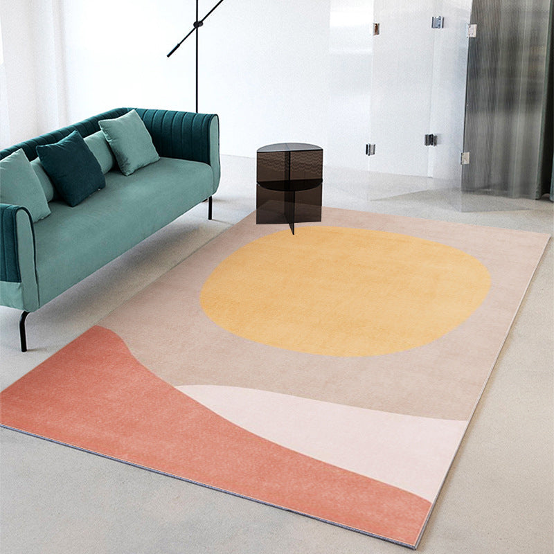 Tapis moderne Orange en Polyester, bloc de couleur, avec support antidérapant, pour la décoration de la maison