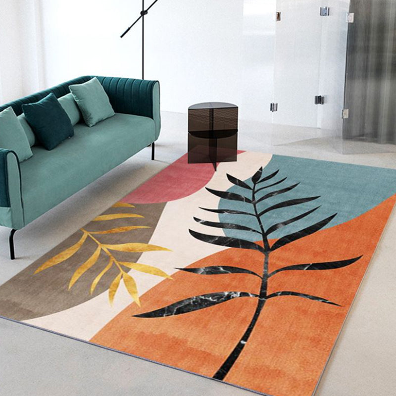 Orange Modern Carpet Polyester Color Block Carpet Non-Slip Backing Carpet for Living Room