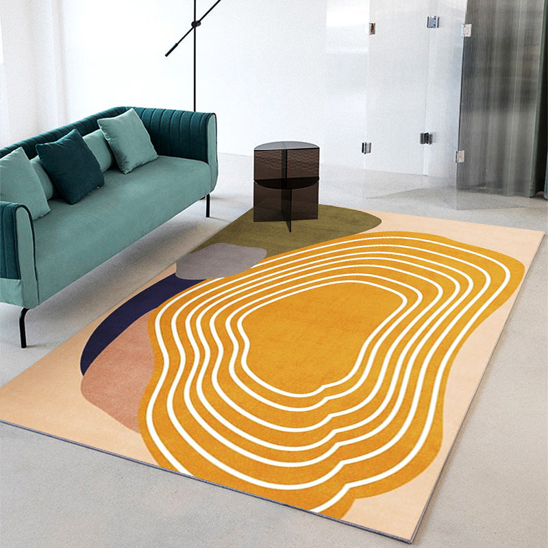 Orange Modern Carpet Polyester Color Block Carpet Non-Slip Backing Carpet for Living Room