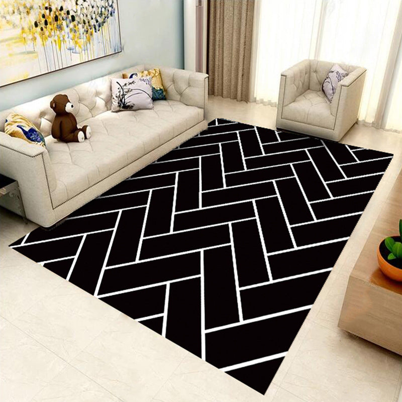 Contemporary Checkered Print Carpet Polyester Rug Stain Resistant Area Carpet for Home Decoration