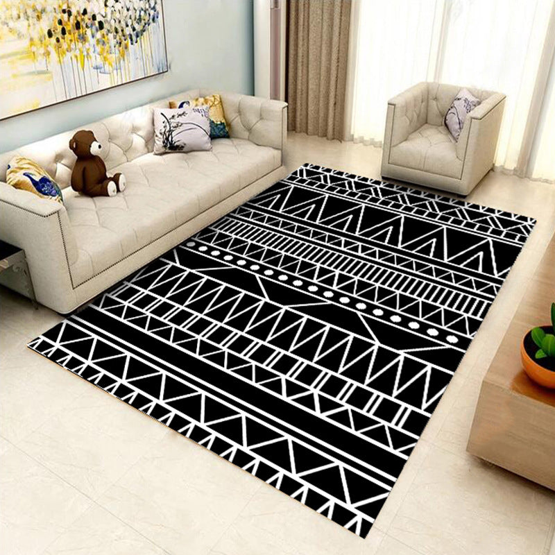 Contemporary Checkered Print Carpet Polyester Rug Stain Resistant Area Carpet for Home Decoration