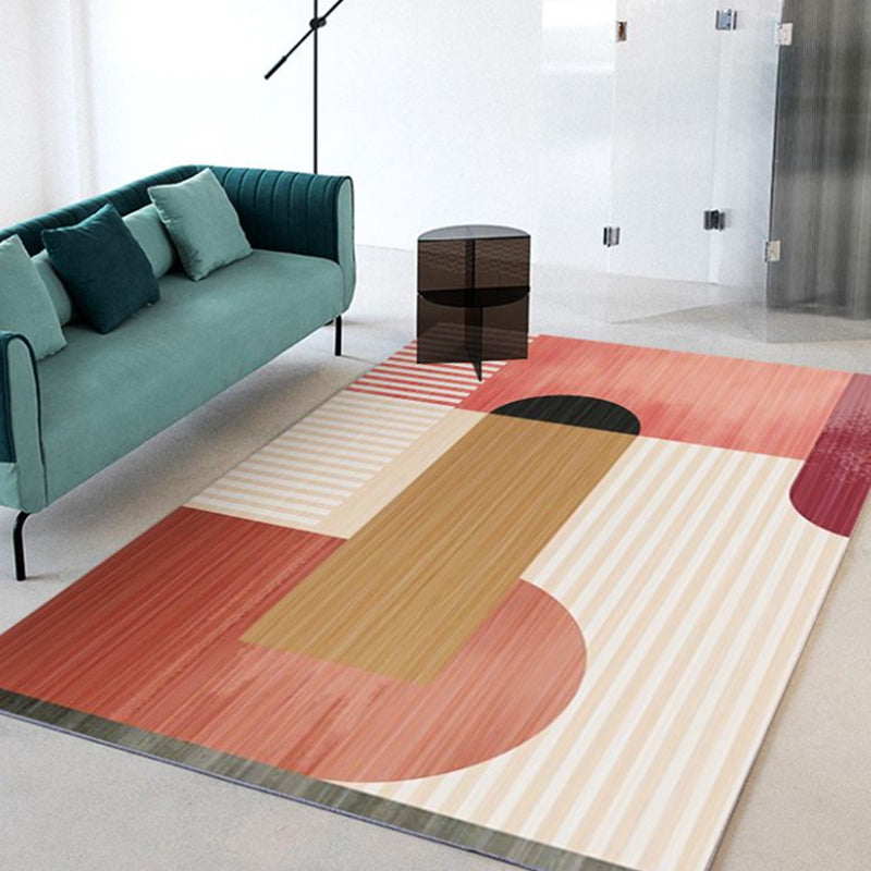 Pink Modern Carpet Polyester Circle Carpet Washable Area Carpet for Home Decor