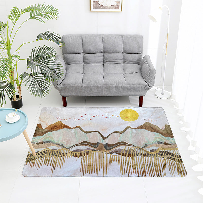 Orange Modern Carpet Polyester Graphic Carpet Stain Resistant Carpet for Home Decor