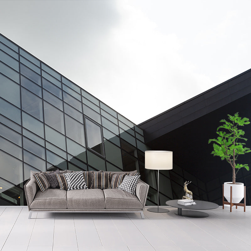 City Building Mural Wallpaper Moisture Resistant Wall Covering for Meeting Room