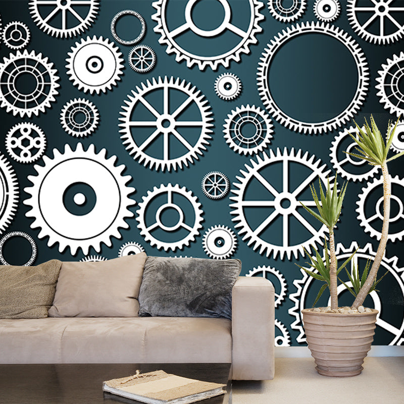 Gear Illustration Metal Wall Decor for Living Room, Custom Size Available