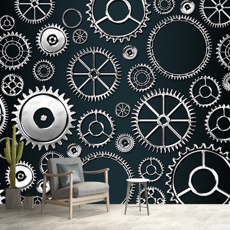 Gear Illustration Metal Wall Decor for Living Room, Custom Size Available