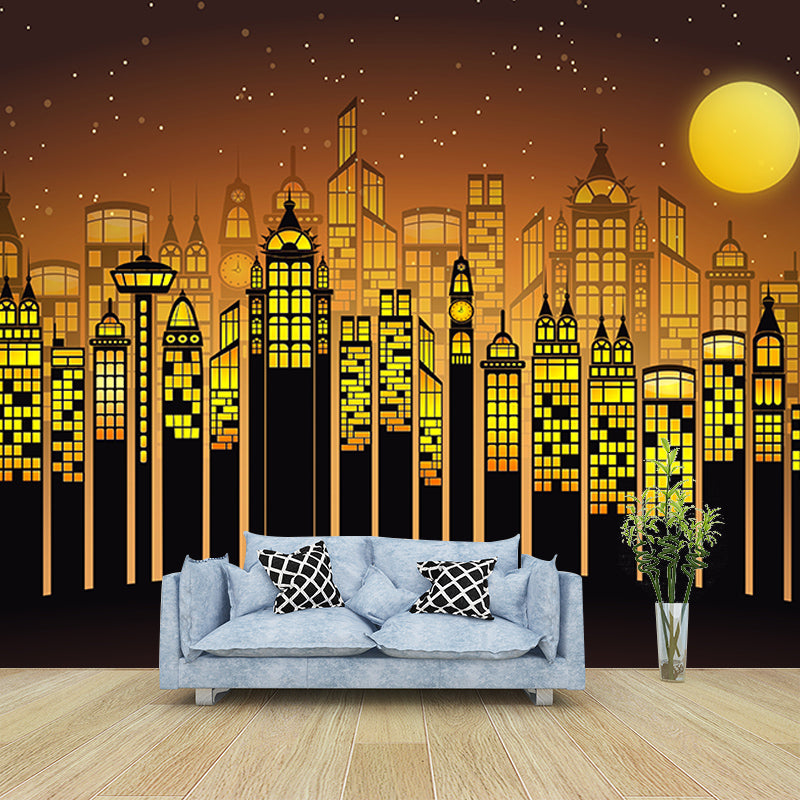 City Building Illustration Wall Covering for Meeting Room, Custom Size Available