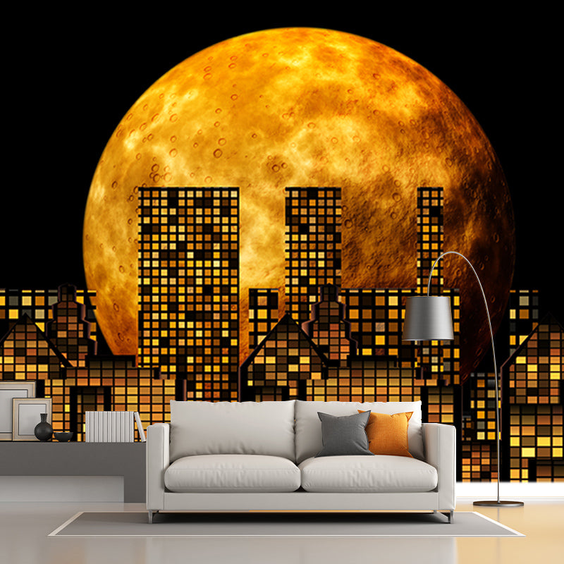 City Building Illustration Wall Covering for Meeting Room, Custom Size Available