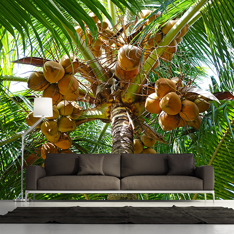 Tropical Coconut Tree Mural for Living Room Waterproofing, Custom Size Available