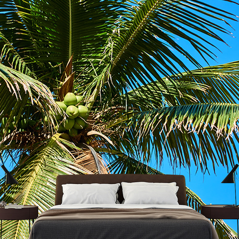 Tropical Coconut Tree Mural for Living Room Waterproofing, Custom Size Available